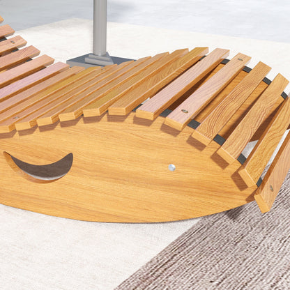 Rocking Chair, Rocking Lounger Wood, Garden Lounger, Ergonomic Swing Chair with S-Shape, Tilt Protection, up to 120 kg Load Capacity for Balcony, Terrace, Teak, 130 x 60 x 60 cm