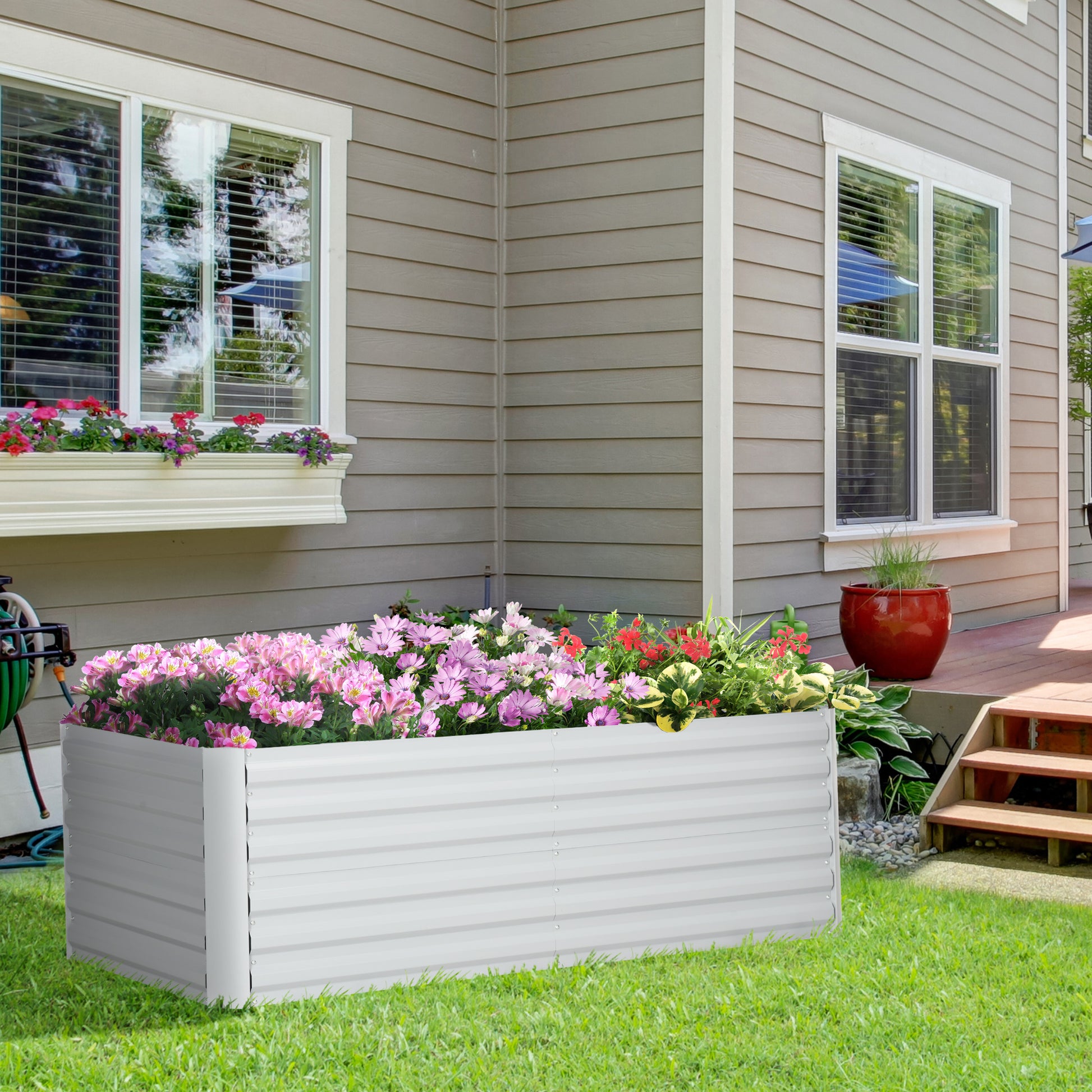 Steel Raised Garden Bed, Planting Box Planter Box 180x90x60cm for Garden Balcony Terrace, Vegetable Bed for Flowers, Plants, Fruits