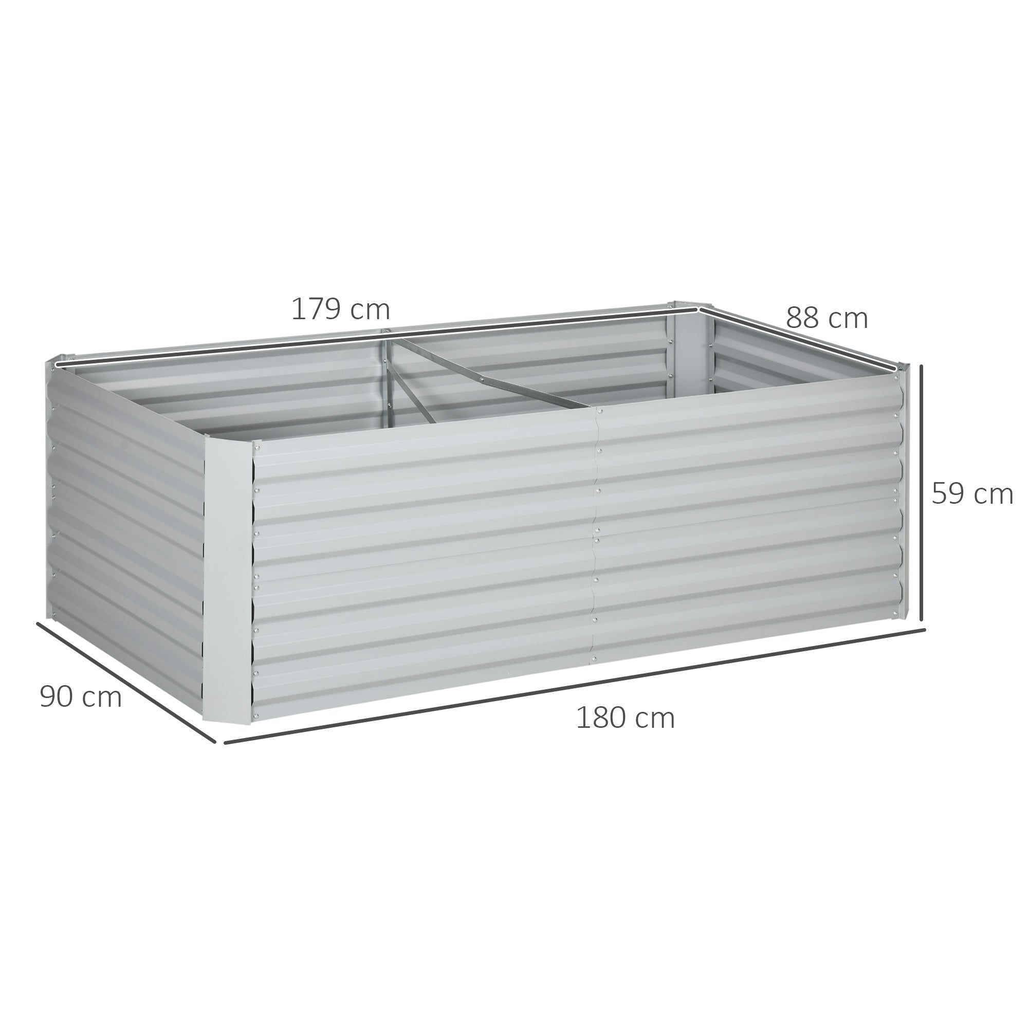 Steel Raised Garden Bed, Planting Box Planter Box 180x90x60cm for Garden Balcony Terrace, Vegetable Bed for Flowers, Plants, Fruits