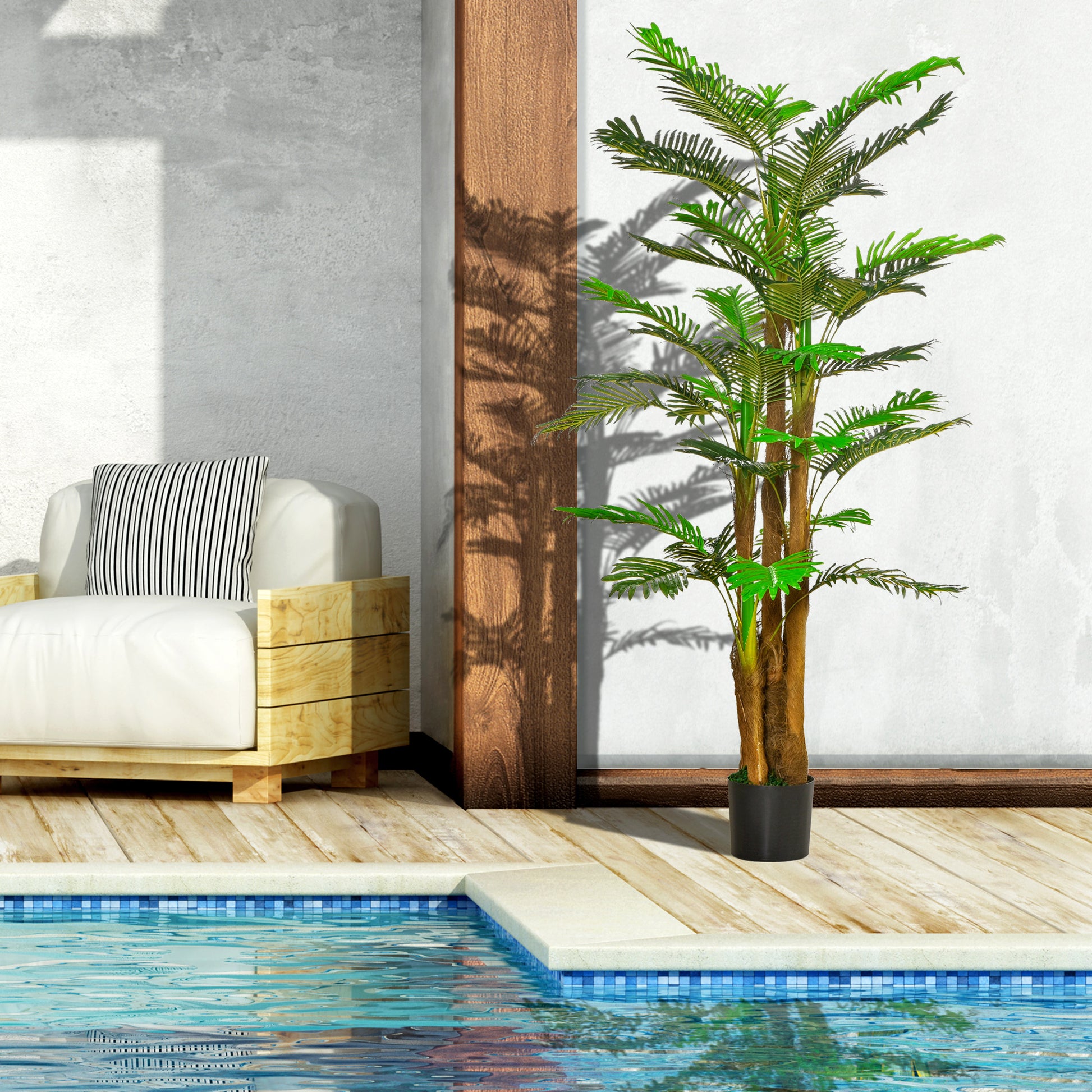 Artificial Palm Tree H.1.85m Artificial Tree Trunk Branches Lichen Leaves Grand Realism Pot Included