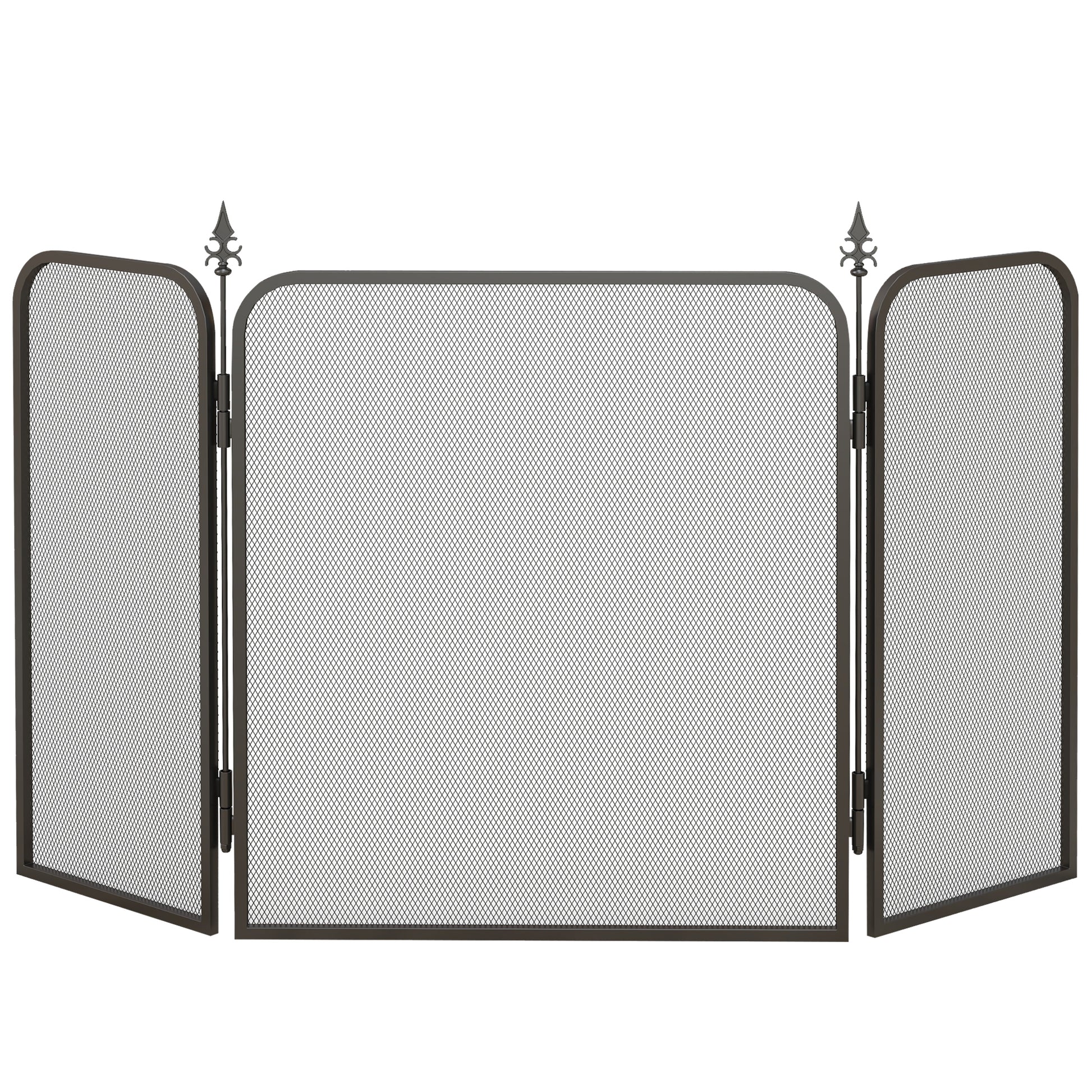 Fireplace Guard, Foldable Fireguard with 3 Panels, Spark Protection Screen for Living Room, Bedroom, Metal, 96 x 56 cm, Black