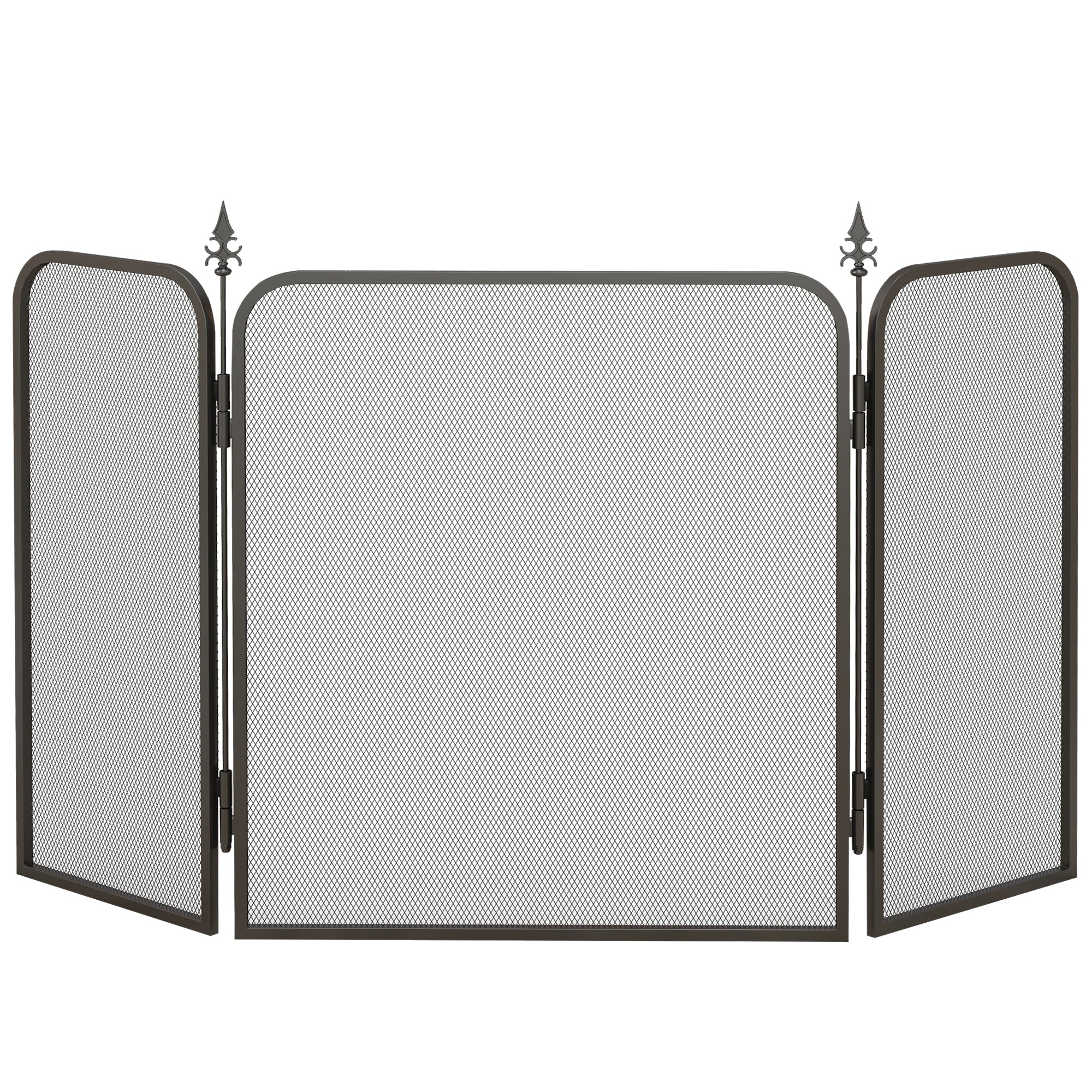 Fireplace Guard, Foldable Fireguard with 3 Panels, Spark Protection Screen for Living Room, Bedroom, Metal, 96 x 56 cm, Black