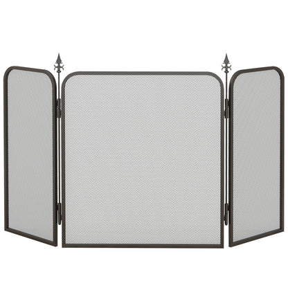Fireplace Guard, Foldable Fireguard with 3 Panels, Spark Protection Screen for Living Room, Bedroom, Metal, 96 x 56 cm, Black