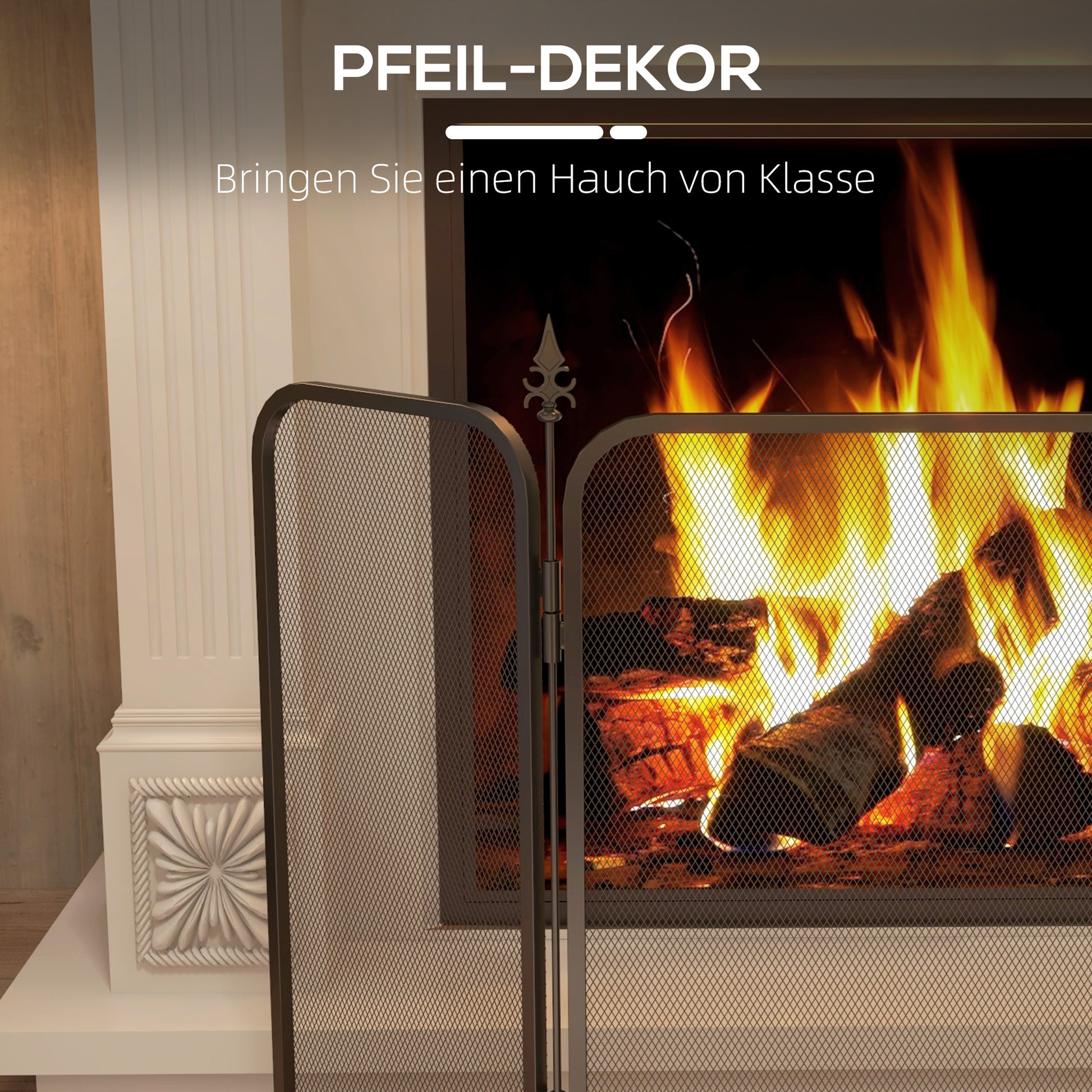 Fireplace Guard, Foldable Fireguard with 3 Panels, Spark Protection Screen for Living Room, Bedroom, Metal, 96 x 56 cm, Black