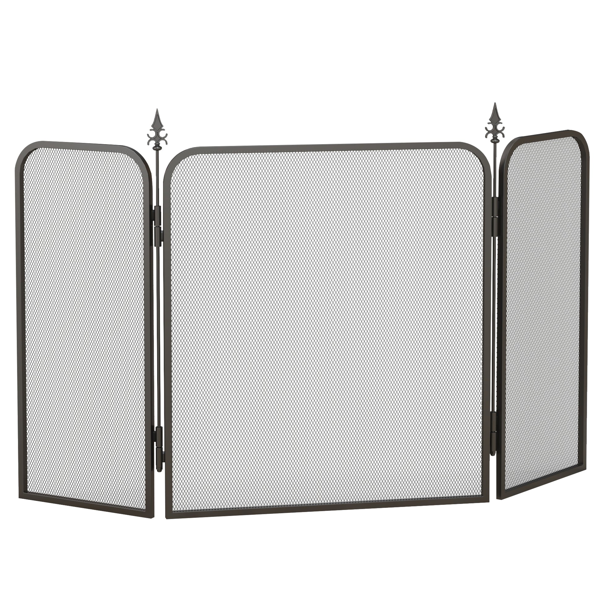 Fireplace Guard, Foldable Fireguard with 3 Panels, Spark Protection Screen for Living Room, Bedroom, Metal, 96 x 56 cm, Black