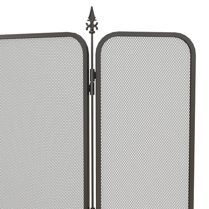 Fireplace Guard, Foldable Fireguard with 3 Panels, Spark Protection Screen for Living Room, Bedroom, Metal, 96 x 56 cm, Black