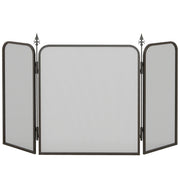 Fireplace Guard, Foldable Fireguard with 3 Panels, Spark Protection Screen for Living Room, Bedroom, Metal, 96 x 56 cm, Black