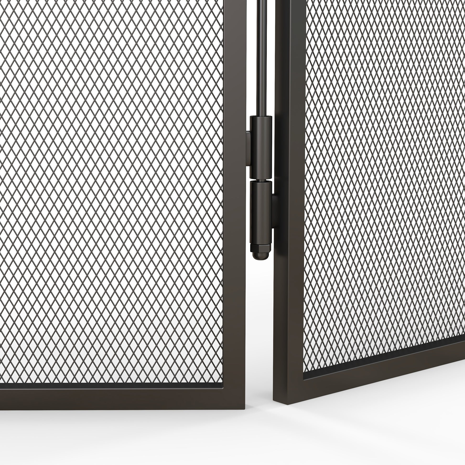 Fireplace Guard, Foldable Fireguard with 3 Panels, Spark Protection Screen for Living Room, Bedroom, Metal, 96 x 56 cm, Black