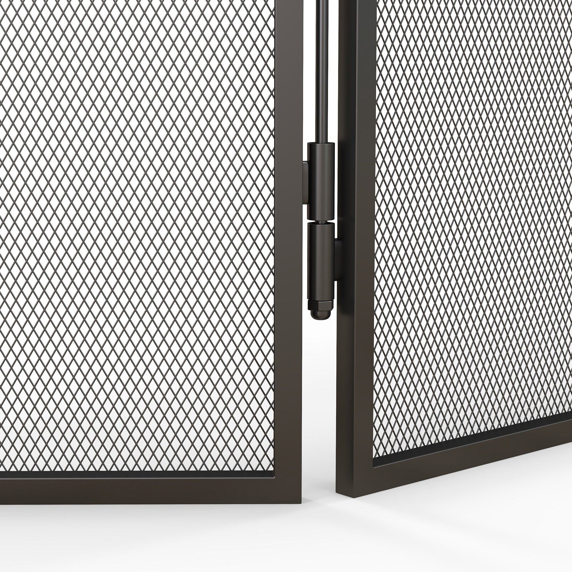 Fireplace Guard, Foldable Fireguard with 3 Panels, Spark Protection Screen for Living Room, Bedroom, Metal, 96 x 56 cm, Black