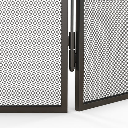 Fireplace Guard, Foldable Fireguard with 3 Panels, Spark Protection Screen for Living Room, Bedroom, Metal, 96 x 56 cm, Black