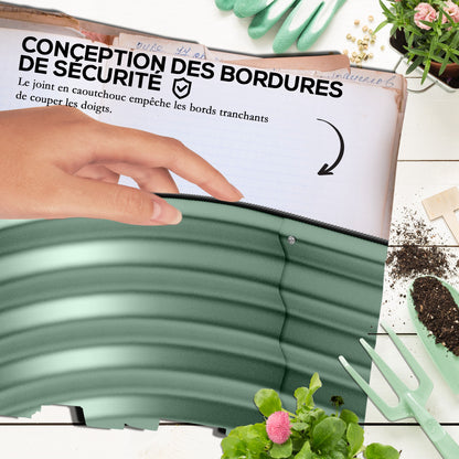 Raised Square Garden Planter Box in Modular Steel for Vegetables, Plants, Flowers, dim. 240 x 62 x 30 cm, Green