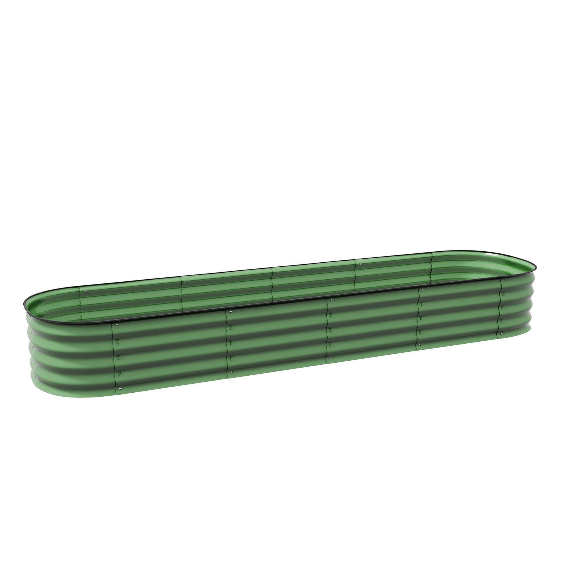Raised Square Garden Planter Box in Modular Steel for Vegetables, Plants, Flowers, dim. 240 x 62 x 30 cm, Green