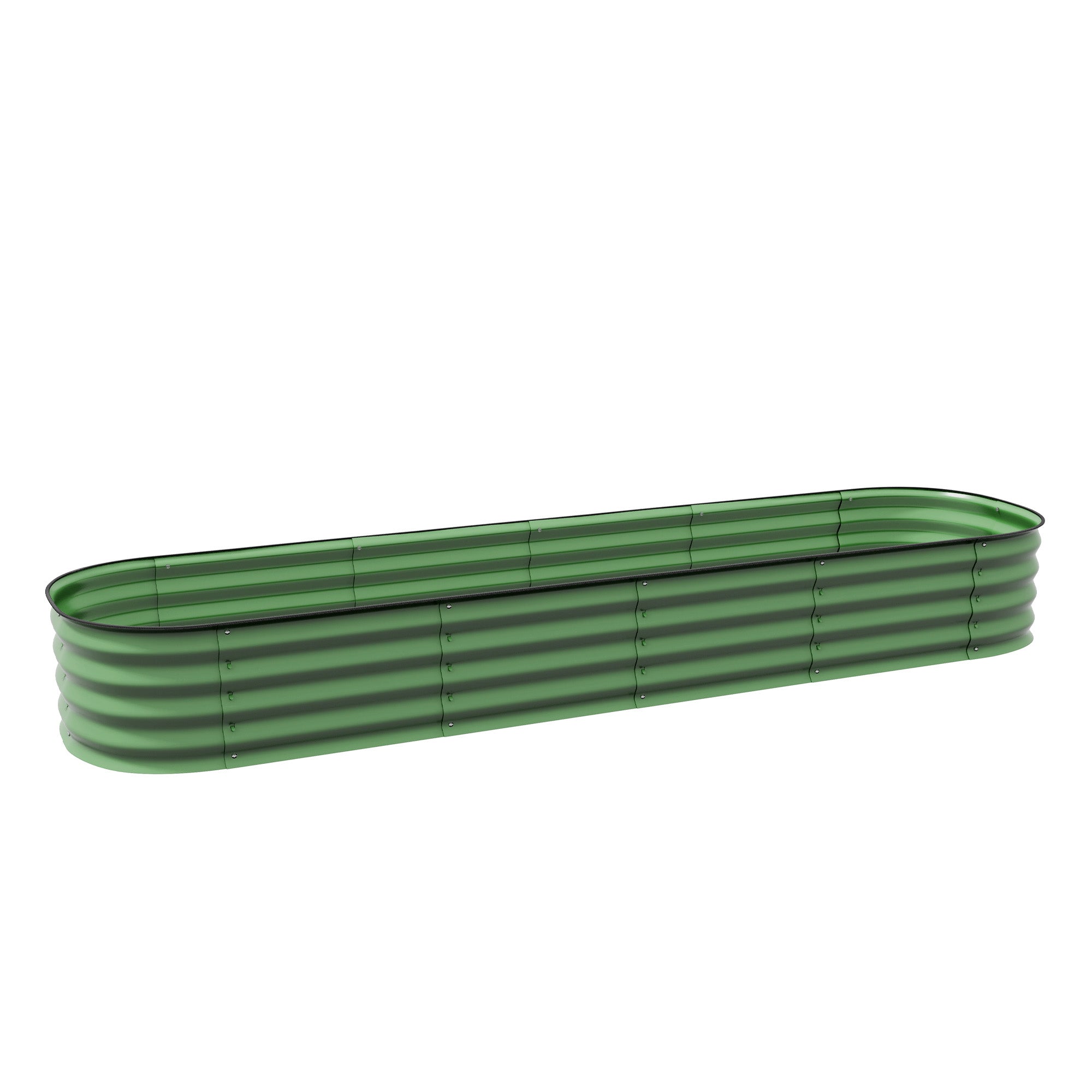 Raised Square Garden Planter Box in Modular Steel for Vegetables, Plants, Flowers, dim. 240 x 62 x 30 cm, Green