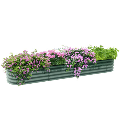 Raised Square Garden Planter Box in Modular Steel for Vegetables, Plants, Flowers, dim. 240 x 62 x 30 cm, Green
