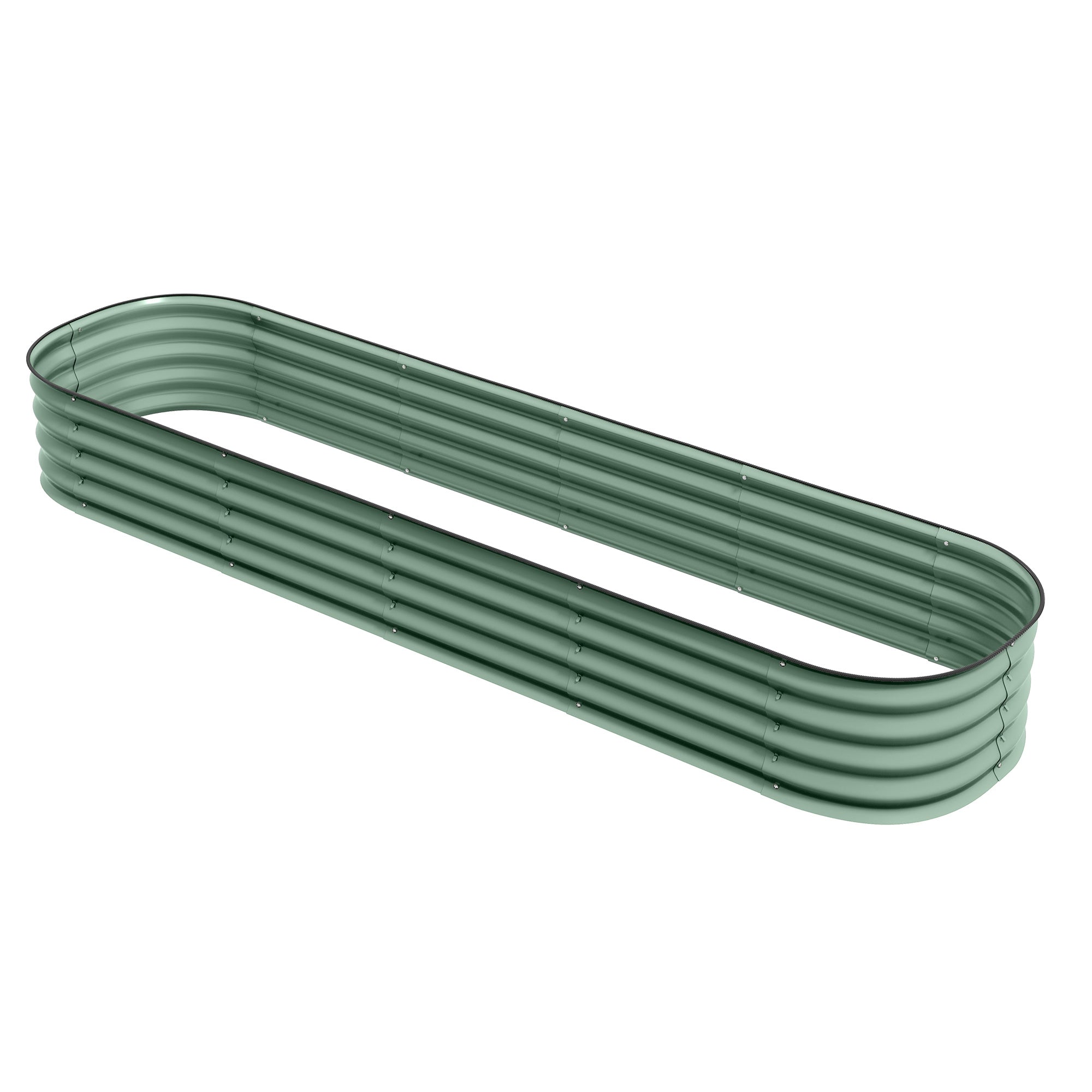 Raised Square Garden Planter Box in Modular Steel for Vegetables, Plants, Flowers, dim. 240 x 62 x 30 cm, Green