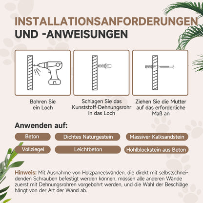 Cat Climbing Wall 5-Piece Cat Climbing Wall Set with Scratching Posts, Hammock, Jumping Platform, Wall Scratching Post, Climbing Cat Tree Cat Furniture for Cats up to 5 kg, Light Gray