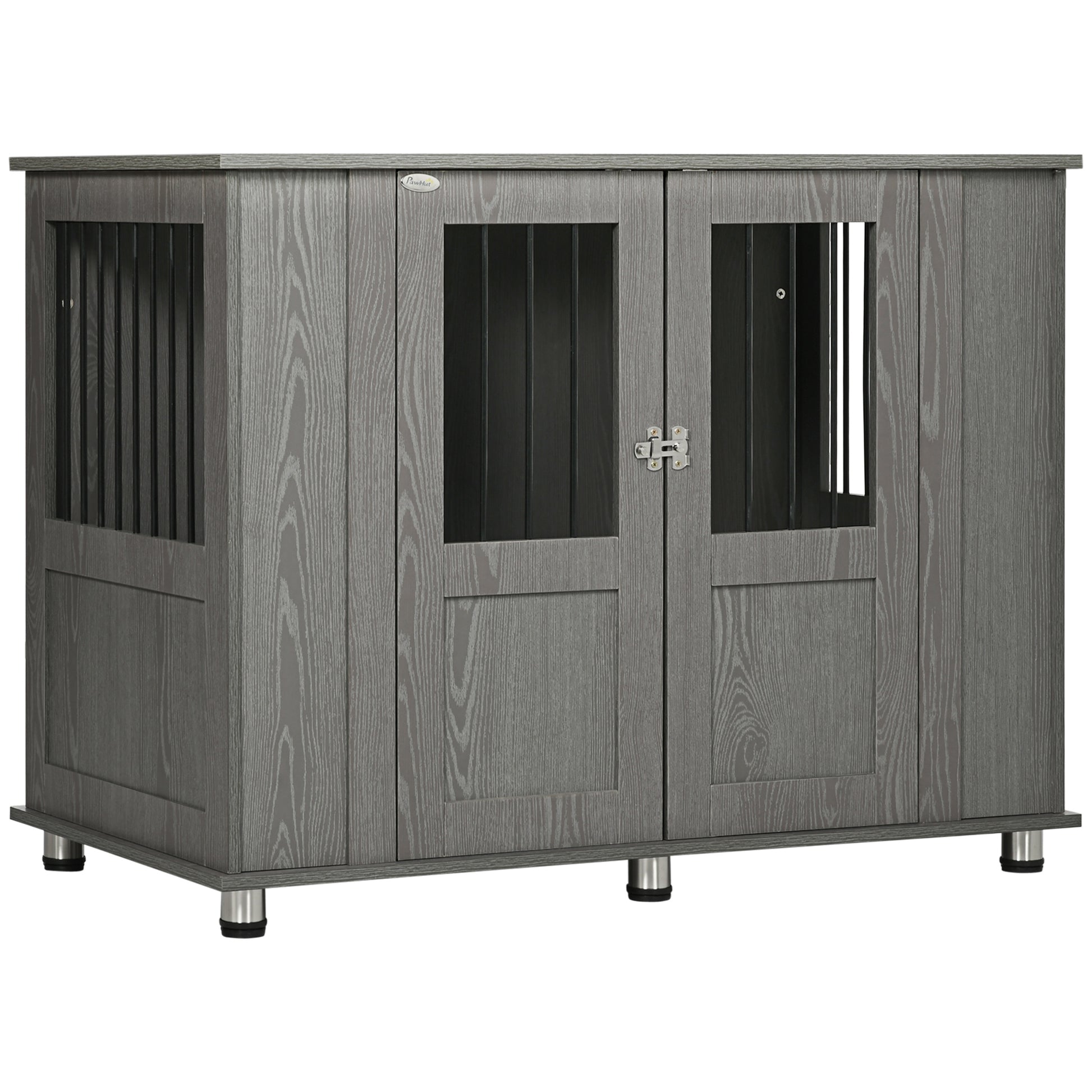 Home Dog Cage, Pet Cage, Indoor Dog House with Lock, Magnetic Door, Window Dog House, Dog Crate for Extra Large Dogs, Gray, 114 x 60 x 82 cm