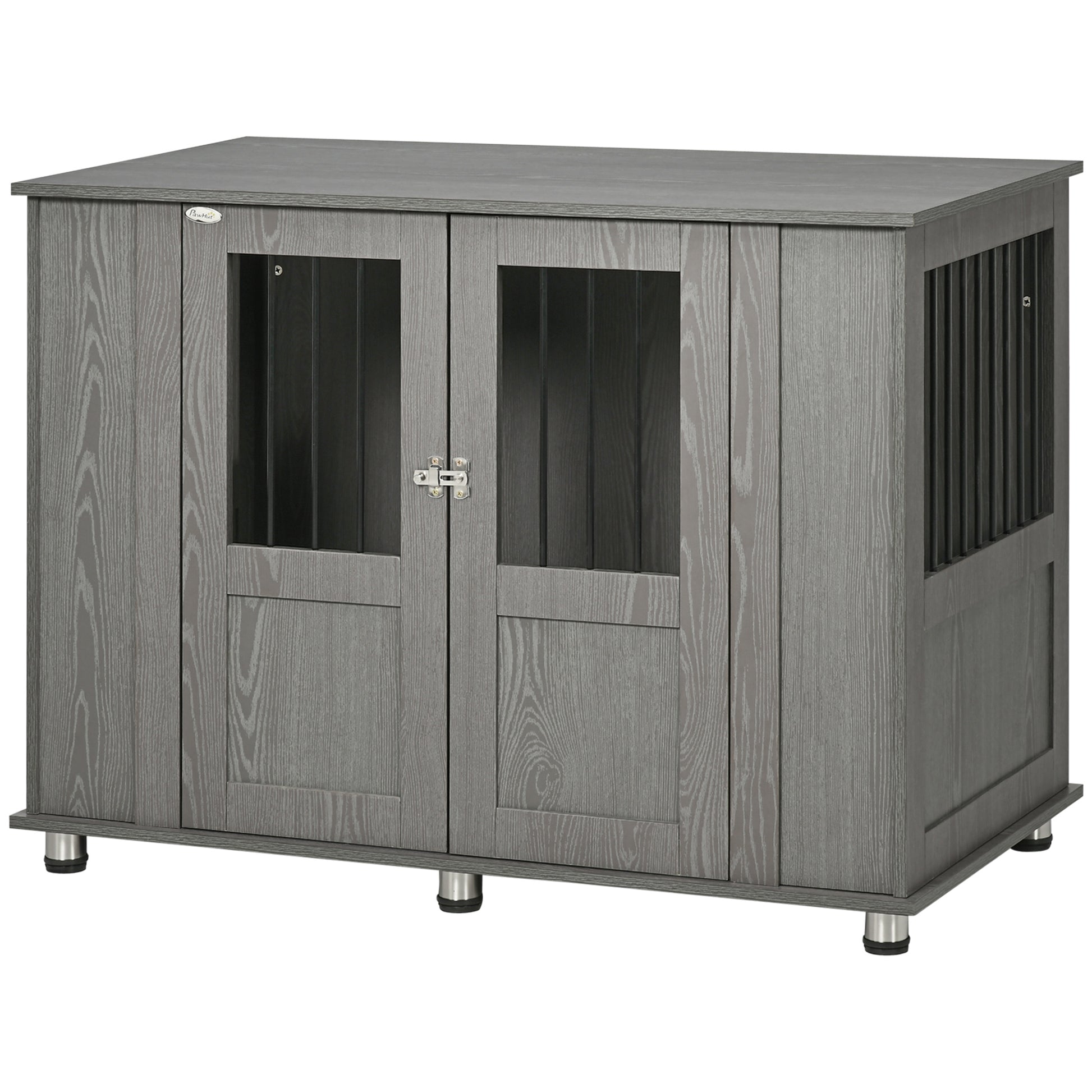 Home Dog Cage, Pet Cage, Indoor Dog House with Lock, Magnetic Door, Window Dog House, Dog Crate for Extra Large Dogs, Gray, 114 x 60 x 82 cm