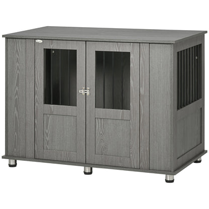 Home Dog Cage, Pet Cage, Indoor Dog House with Lock, Magnetic Door, Window Dog House, Dog Crate for Extra Large Dogs, Gray, 114 x 60 x 82 cm
