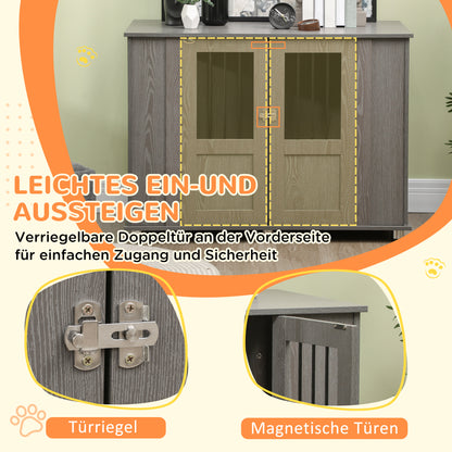 Home Dog Cage, Pet Cage, Indoor Dog House with Lock, Magnetic Door, Window Dog House, Dog Crate for Extra Large Dogs, Gray, 114 x 60 x 82 cm