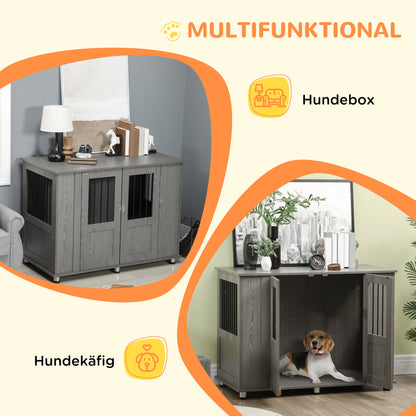 Home Dog Cage, Pet Cage, Indoor Dog House with Lock, Magnetic Door, Window Dog House, Dog Crate for Extra Large Dogs, Gray, 114 x 60 x 82 cm