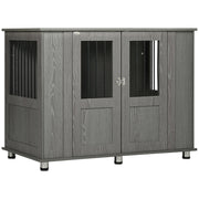 Home Dog Cage, Pet Cage, Indoor Dog House with Lock, Magnetic Door, Window Dog House, Dog Crate for Extra Large Dogs, Gray, 114 x 60 x 82 cm