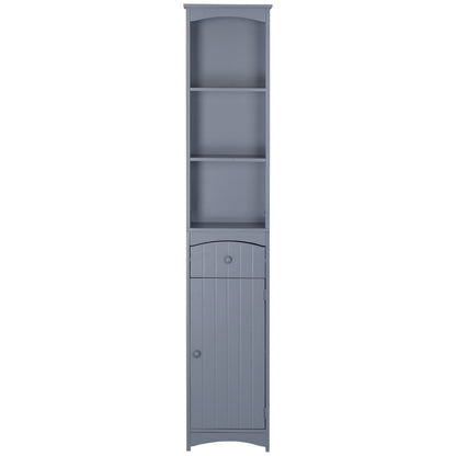 Bathroom Column Unit Bathroom storage column with shelf and drawer, cupboard 34L x 24W x 170H cm Gray