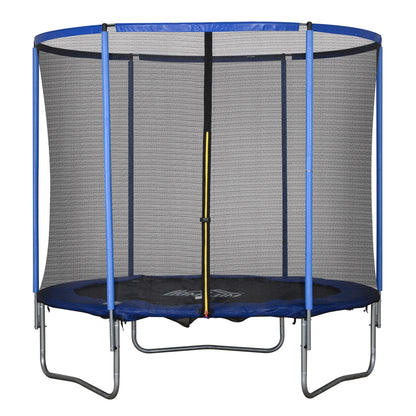 Trampoline with Safety Net Garden Trampoline for Indoor and Outdoor Use Fitness Trampoline for Kids and Adults Steel Blue+Black up to 250 lbs Ø244 x 240H cm