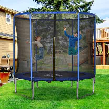 Trampoline with Safety Net Garden Trampoline for Indoor and Outdoor Use Fitness Trampoline for Kids and Adults Steel Blue+Black up to 250 lbs Ø244 x 240H cm