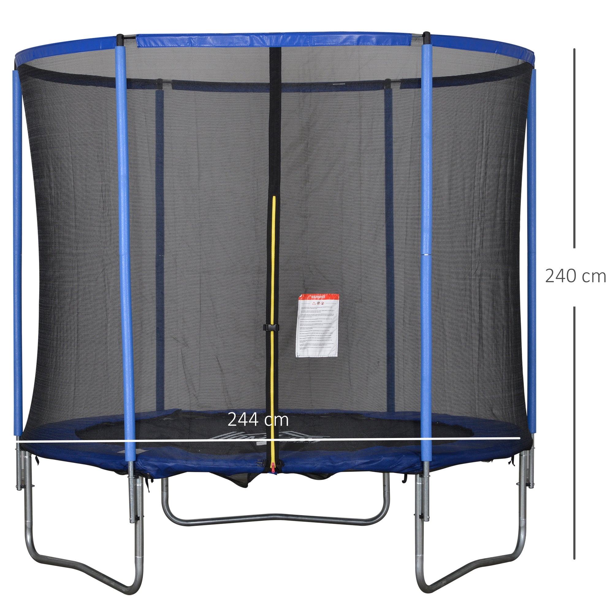 Trampoline with Safety Net Garden Trampoline for Indoor and Outdoor Use Fitness Trampoline for Kids and Adults Steel Blue+Black up to 250 lbs Ø244 x 240H cm