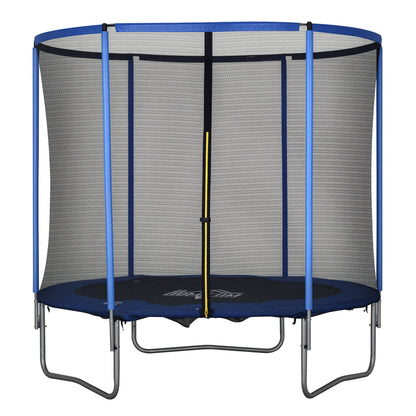Trampoline with Safety Net Garden Trampoline for Indoor and Outdoor Use Fitness Trampoline for Kids and Adults Steel Blue+Black up to 250 lbs Ø244 x 240H cm