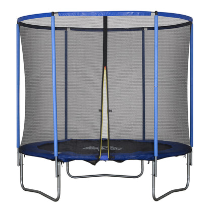 Trampoline with Safety Net Garden Trampoline for Indoor and Outdoor Use Fitness Trampoline for Kids and Adults Steel Blue+Black up to 250 lbs Ø244 x 240H cm