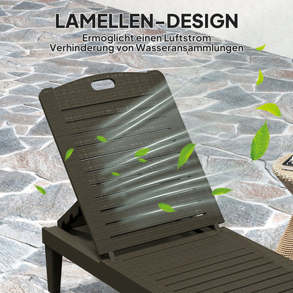 2-piece Sun Lounger Weatherproof Garden Lounger with 4-level Adjustable Backrest up to 120kg Load Capacity Outdoor Recliner Garden Furniture Sun Lounger for Pool, Beach Black