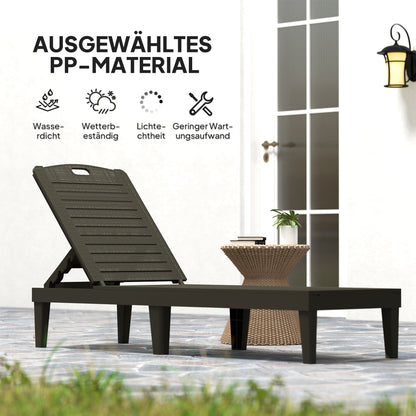 2-piece Sun Lounger Weatherproof Garden Lounger with 4-level Adjustable Backrest up to 120kg Load Capacity Outdoor Recliner Garden Furniture Sun Lounger for Pool, Beach Black