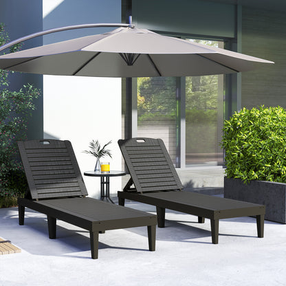 2-piece Sun Lounger Weatherproof Garden Lounger with 4-level Adjustable Backrest up to 120kg Load Capacity Outdoor Recliner Garden Furniture Sun Lounger for Pool, Beach Black