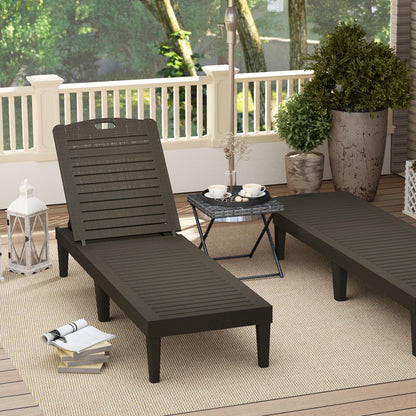 2-piece Sun Lounger Weatherproof Garden Lounger with 4-level Adjustable Backrest up to 120kg Load Capacity Outdoor Recliner Garden Furniture Sun Lounger for Pool, Beach Black