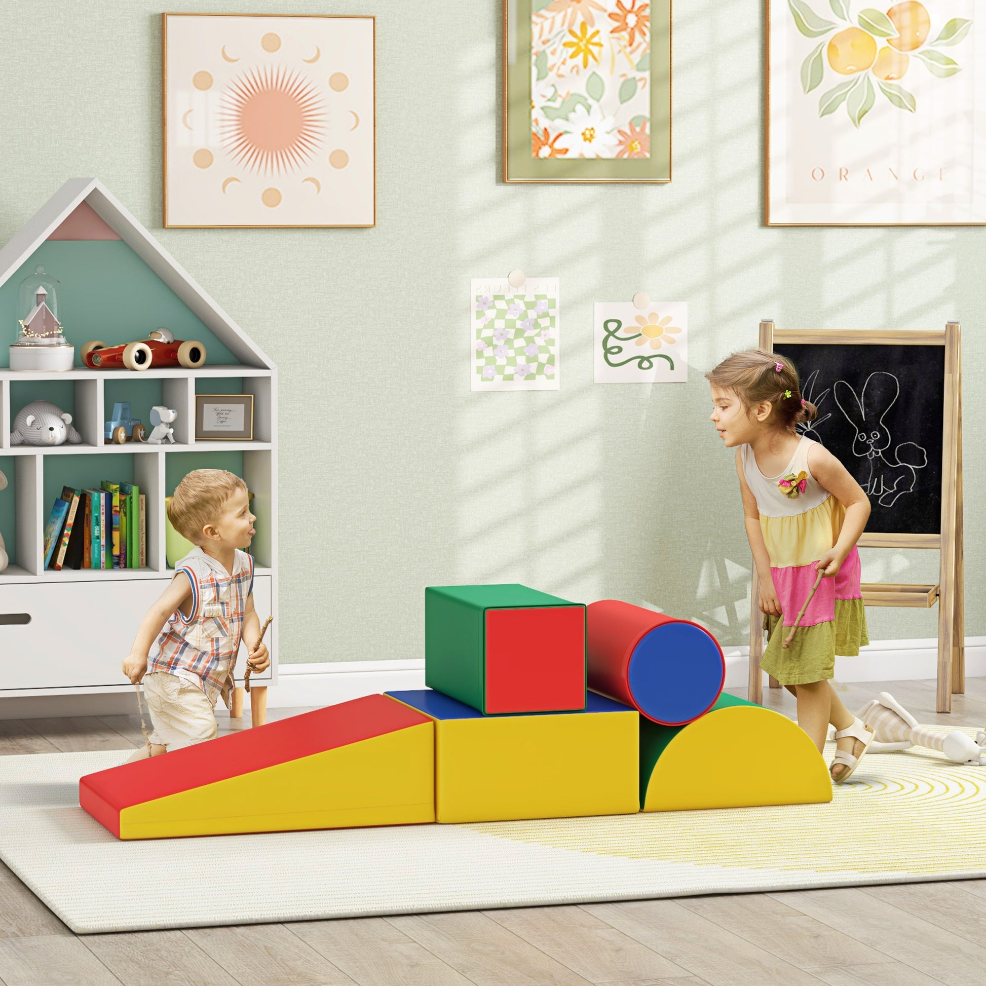 5 Piece Foam Building Blocks Kids Soft Blocks Climbing Building Bricks Soft Foam Blocks Giant Blocks Foam Block Set Building Blocks for Baby & Toddlers Multicolor
