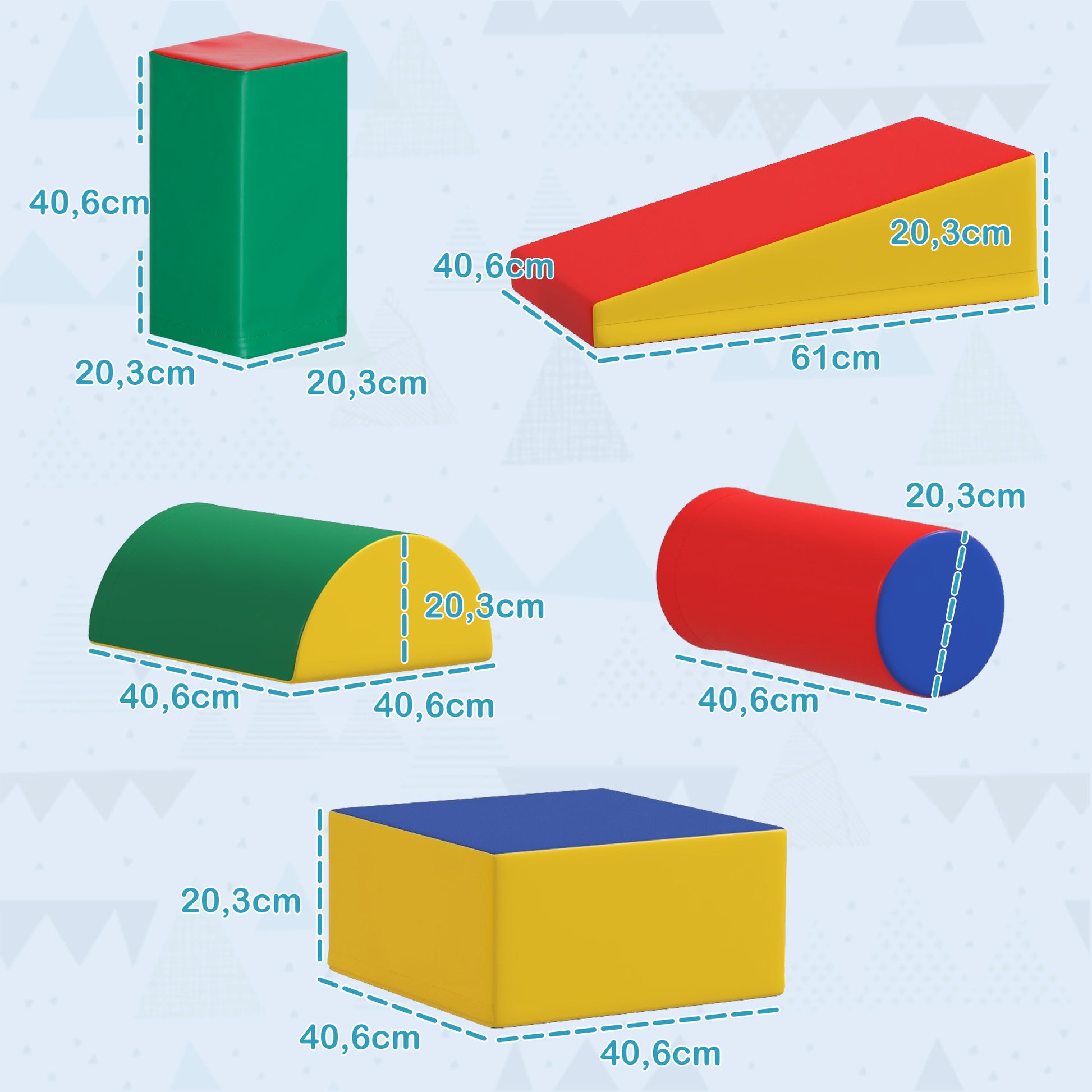 5 Piece Foam Building Blocks Kids Soft Blocks Climbing Building Bricks Soft Foam Blocks Giant Blocks Foam Block Set Building Blocks for Baby & Toddlers Multicolor