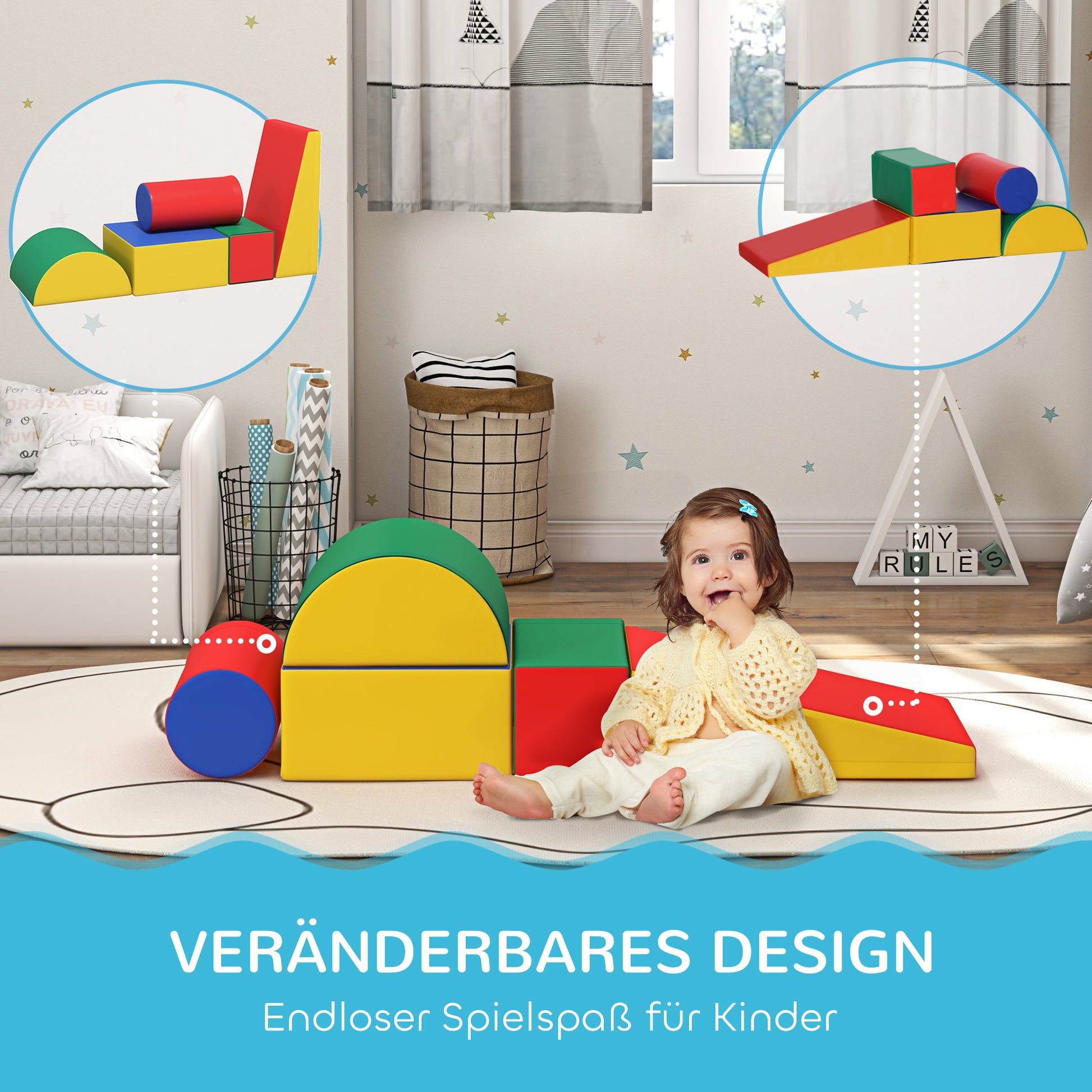 5 Piece Foam Building Blocks Kids Soft Blocks Climbing Building Bricks Soft Foam Blocks Giant Blocks Foam Block Set Building Blocks for Baby & Toddlers Multicolor