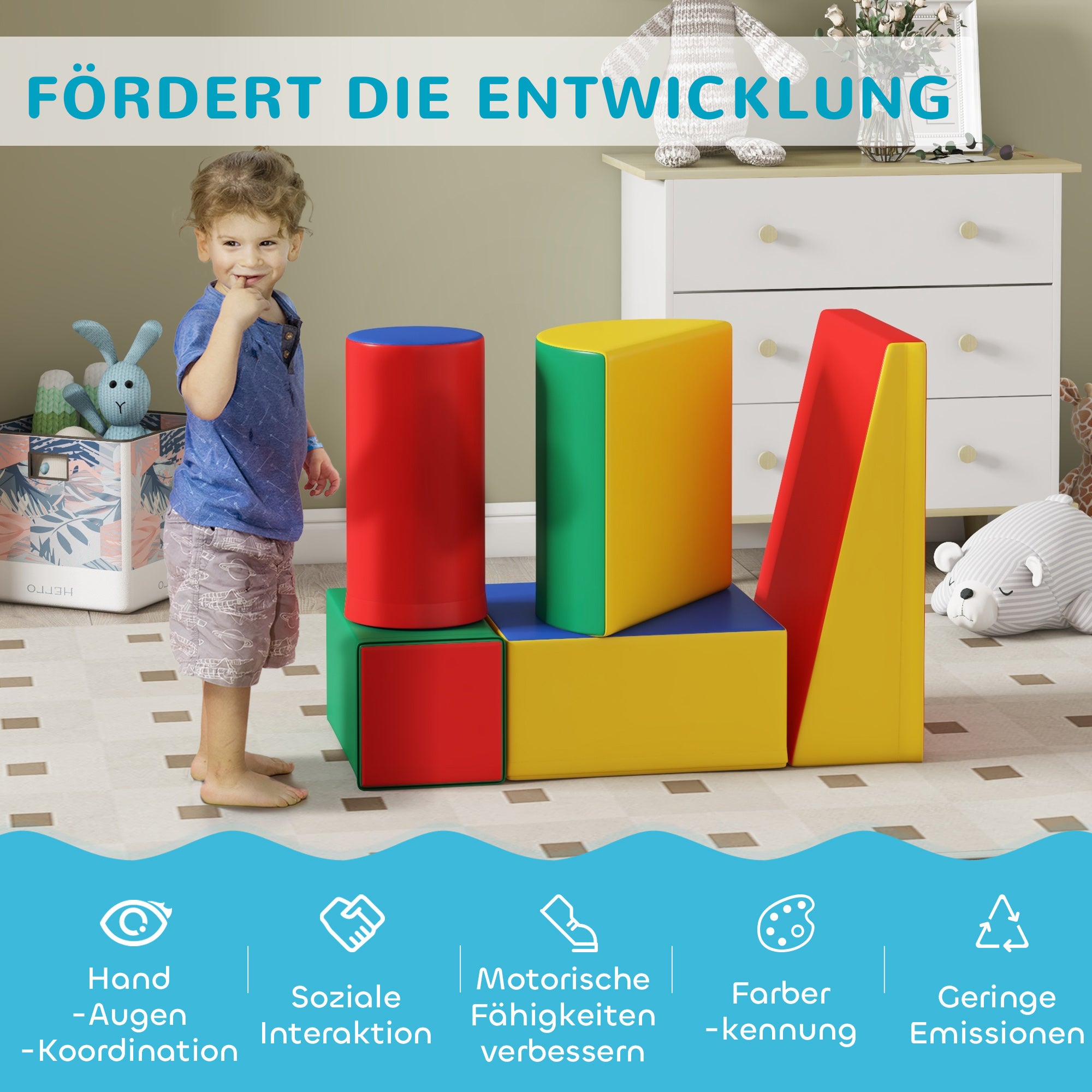 5 Piece Foam Building Blocks Kids Soft Blocks Climbing Building Bricks Soft Foam Blocks Giant Blocks Foam Block Set Building Blocks for Baby & Toddlers Multicolor