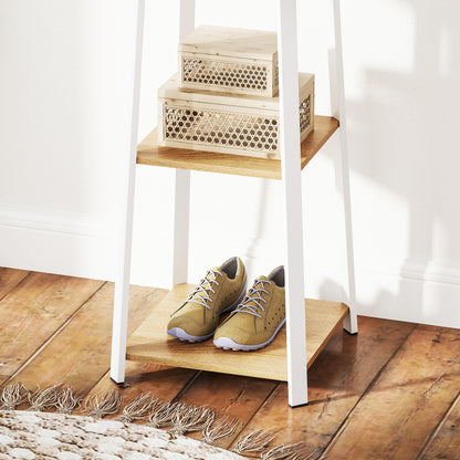 Coat Rack, Clothes Stand with 8 Hooks, 4 Levels, Steel Jacket Stand for Clothing, Hats, Entryway, Hallway, 34 x 34 x 170 cm, White