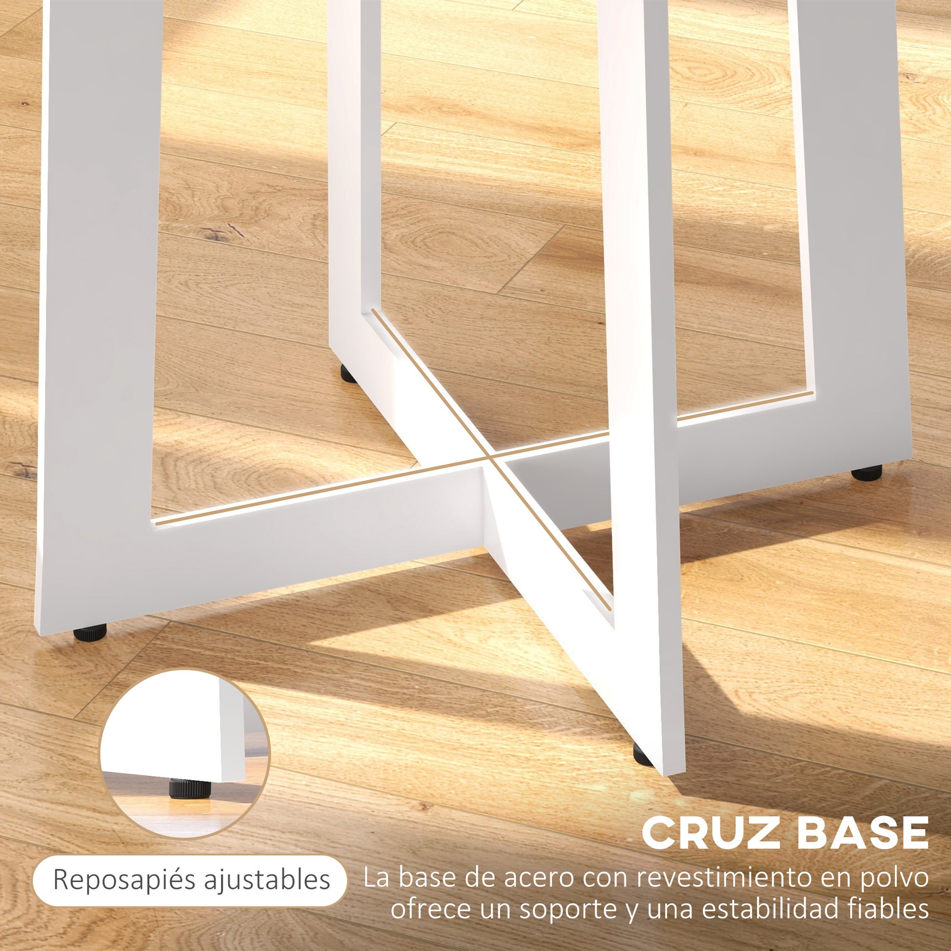 Round Dining Table for 4 People Modern Kitchen Table with Wooden Tabletop and Cross Steel Base for Dining Room Ø80x75 cm Oak