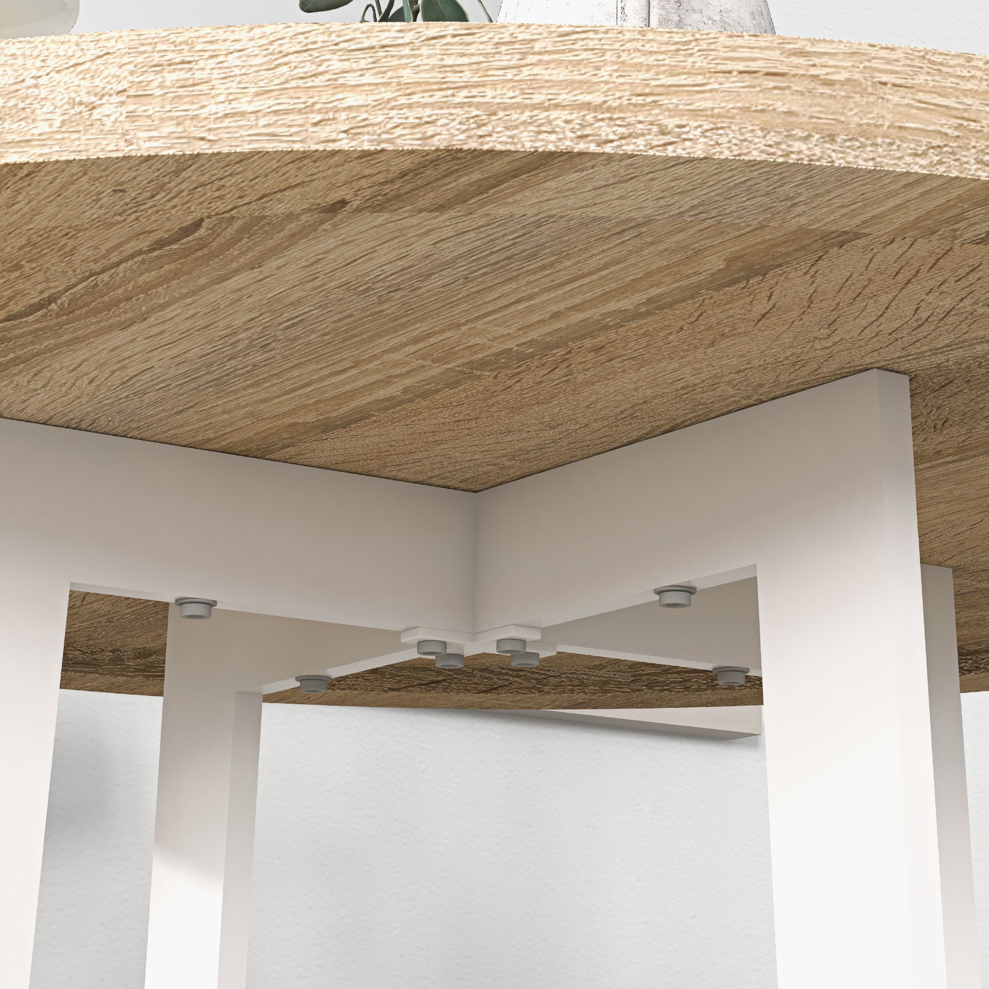 Round Dining Table for 4 People Modern Kitchen Table with Wooden Tabletop and Cross Steel Base for Dining Room Ø80x75 cm Oak