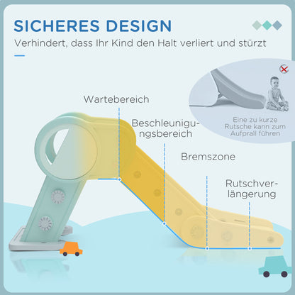 Kids Slide, Foldable Toddler Slide, Slide for Children 1.5 to 3 Years, Garden Slide for Indoor, Outdoor, Green, White, 120 x 53 x 53 cm