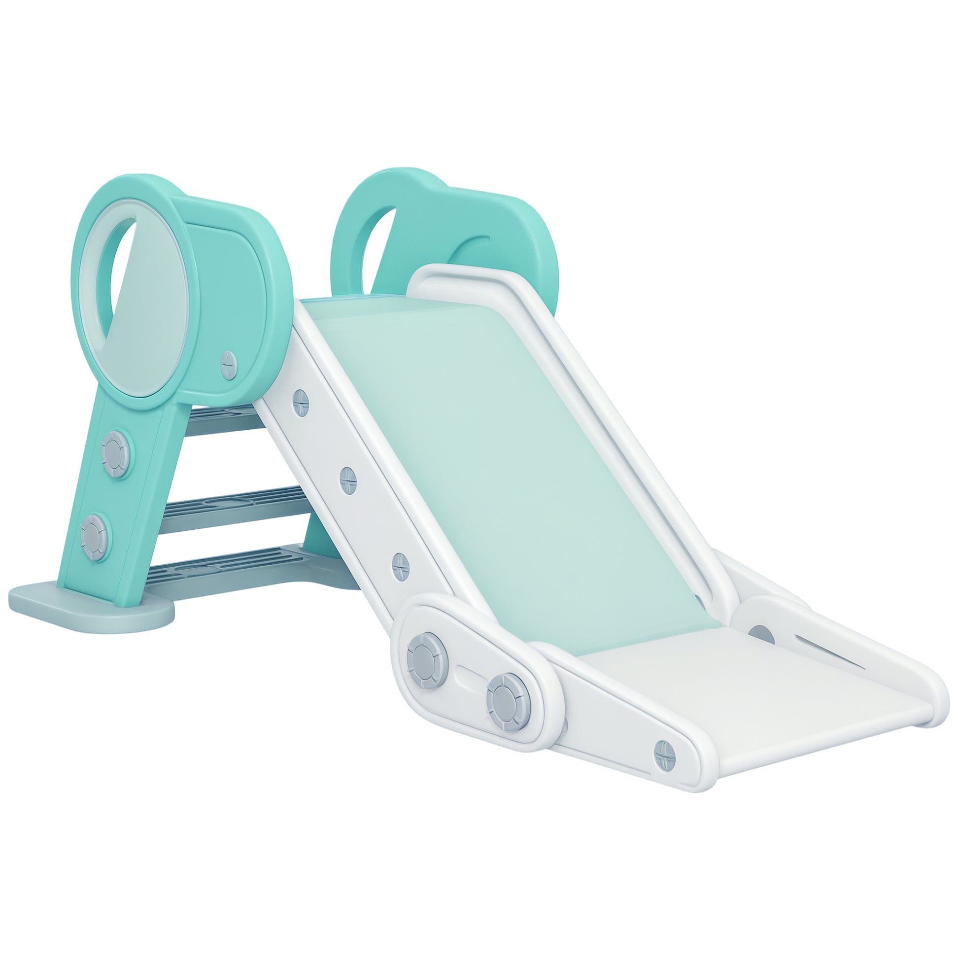 Kids Slide, Foldable Toddler Slide, Slide for Children 1.5 to 3 Years, Garden Slide for Indoor, Outdoor, Green, White, 120 x 53 x 53 cm