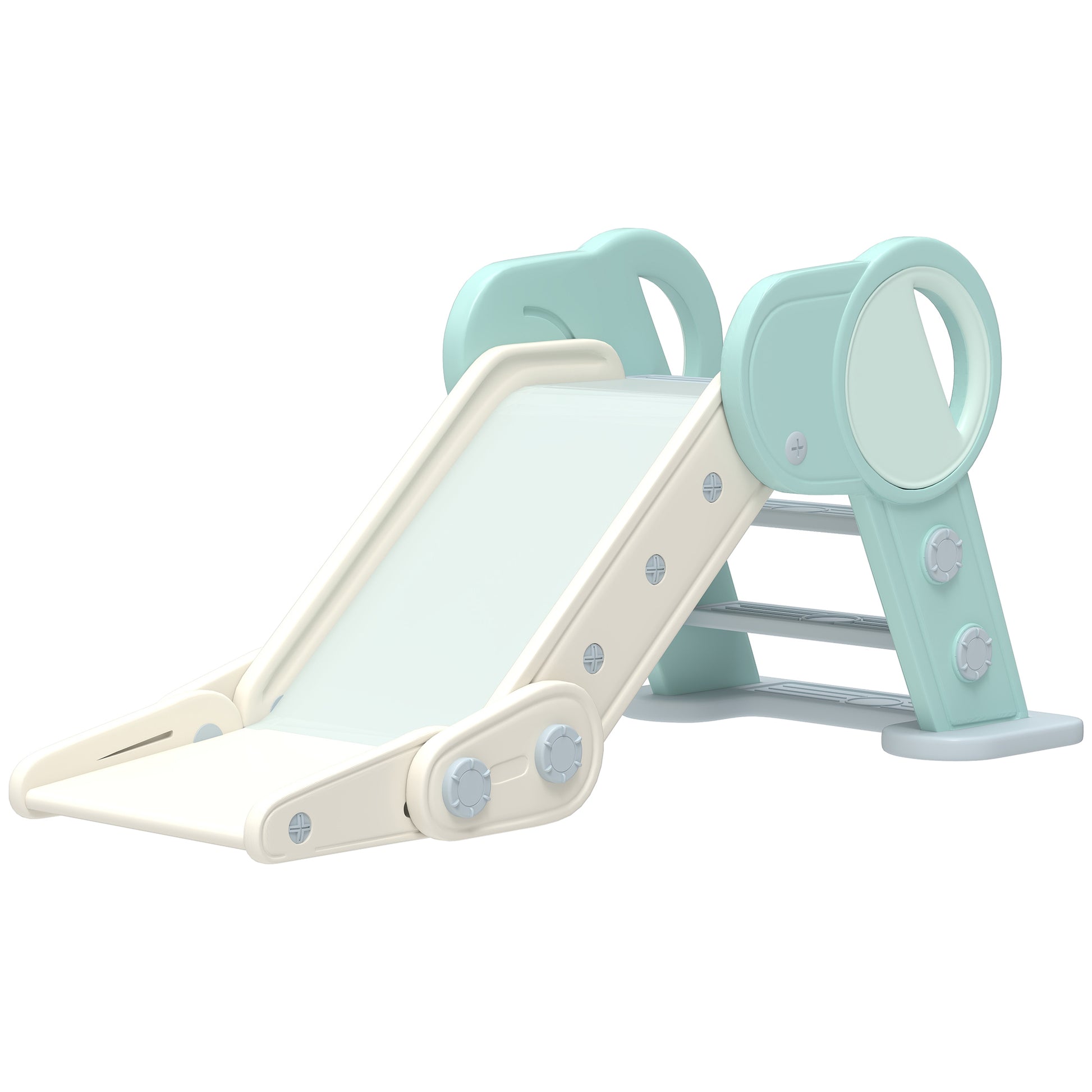 Kids Slide, Foldable Toddler Slide, Slide for Children 1.5 to 3 Years, Garden Slide for Indoor, Outdoor, Green, White, 120 x 53 x 53 cm