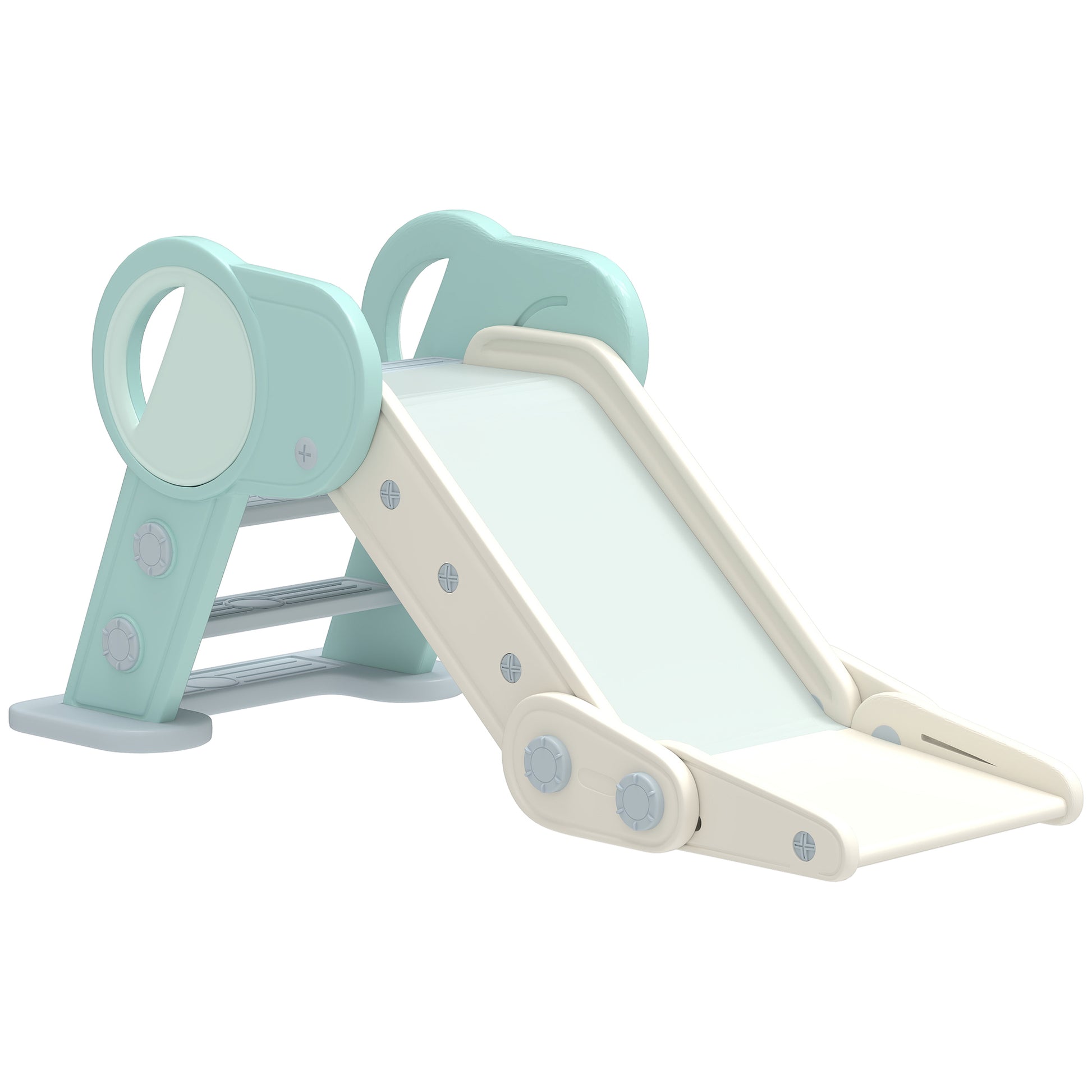 Kids Slide, Foldable Toddler Slide, Slide for Children 1.5 to 3 Years, Garden Slide for Indoor, Outdoor, Green, White, 120 x 53 x 53 cm