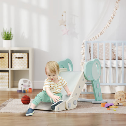 Kids Slide, Foldable Toddler Slide, Slide for Children 1.5 to 3 Years, Garden Slide for Indoor, Outdoor, Green, White, 120 x 53 x 53 cm