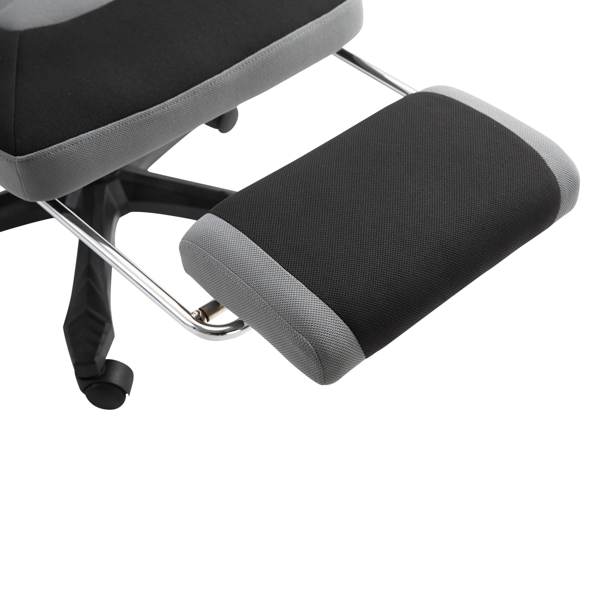 Office Chair Gaming Chair Adjustable Height Swivel Casters Footrest Mesh Fabric 58L x 63W x 112-122H cm Gray Black