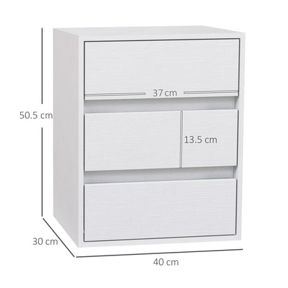 3-Drawer Modern Dresser for Bedroom and Hallway, Particle Board Dresser, 40x30x50.5 cm, White